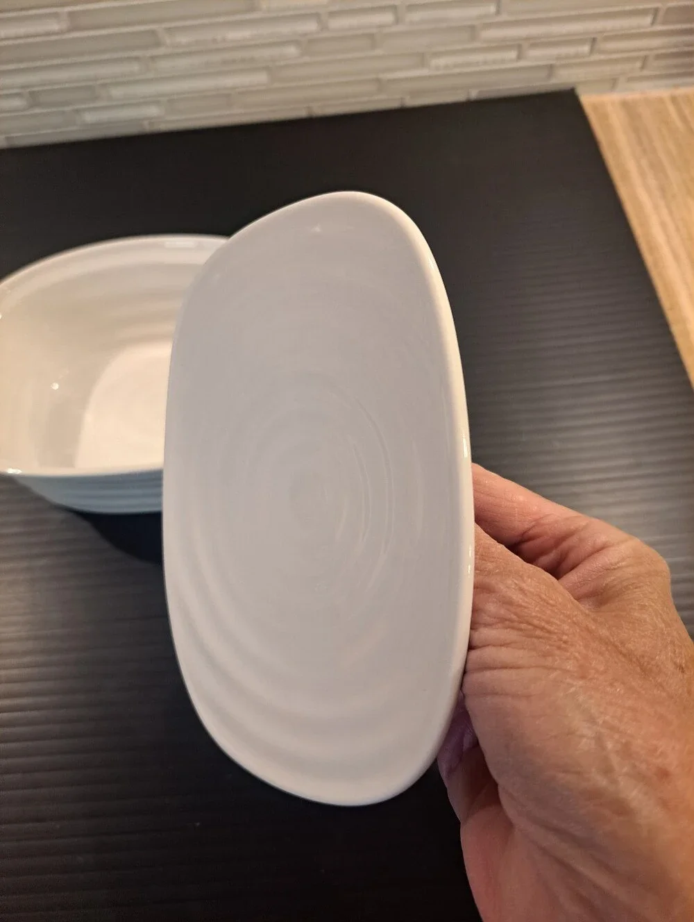 Portmeirion Sophie Conran Covered Butter Dish White Ripple Minimalist Classic